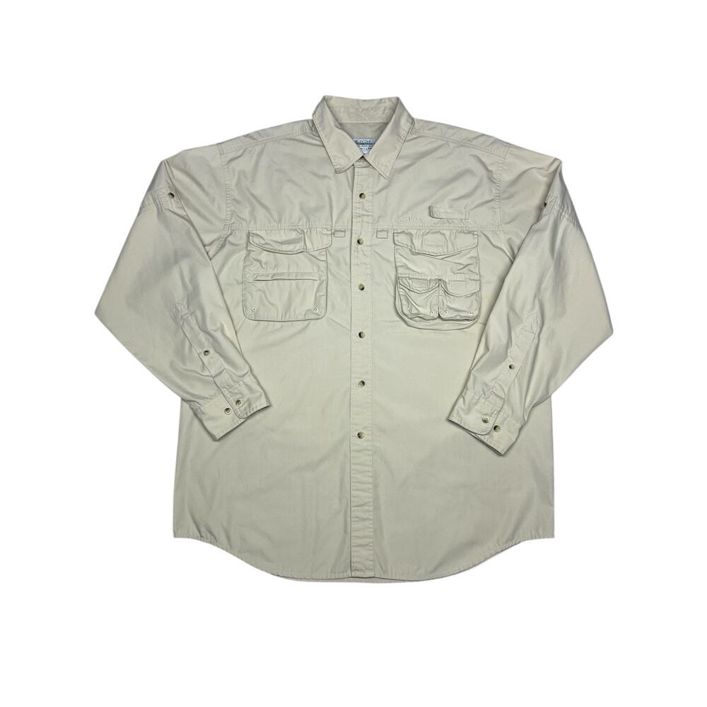 L.L.Bean Tropicwear Buzz Off Insect Shield Utility Shirt Men’s L Beige Vented